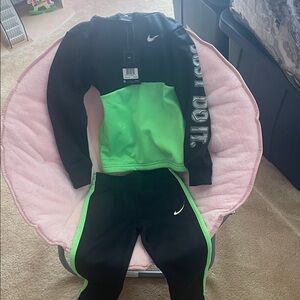 Nike Dri-FIT Black and Neon Green Set
